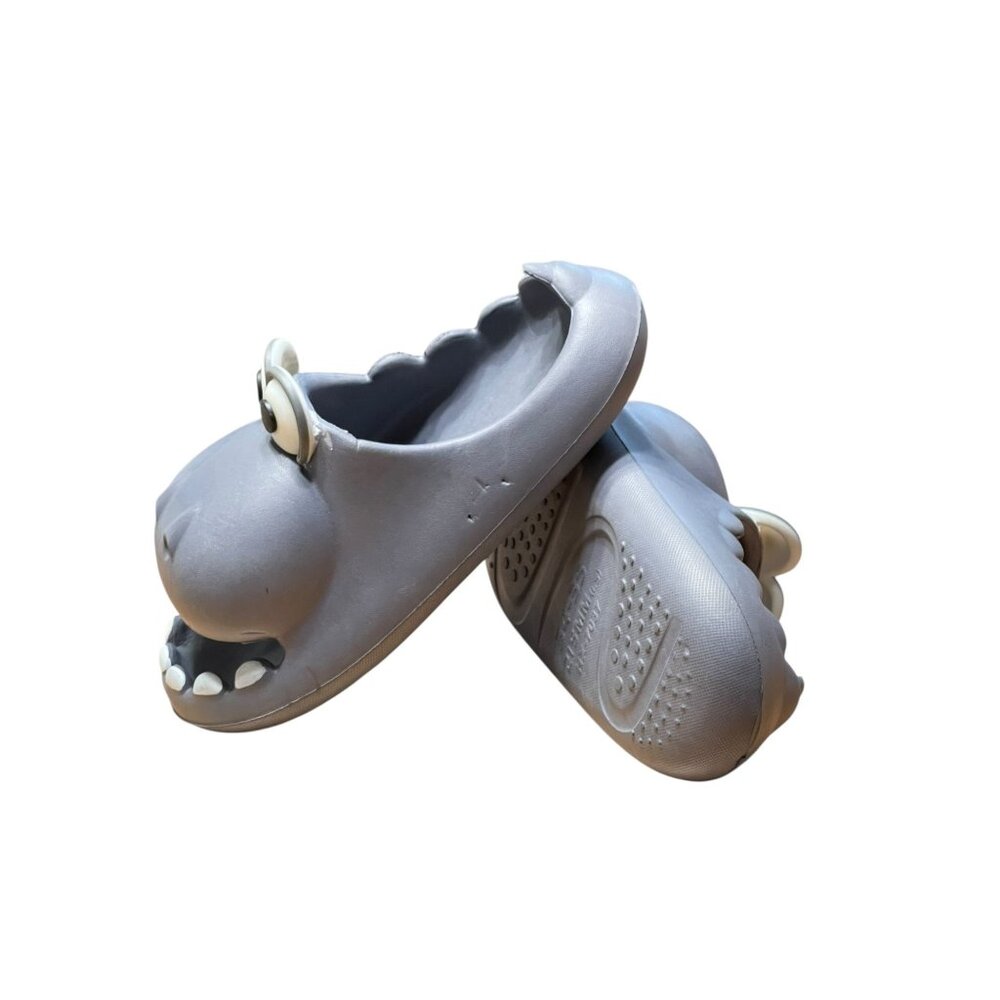 Novelty Hippo-Themed Slip-On House Slippers For Kids Size EU 34-35 ‎ 215MM Gray - Picture 2 of 11